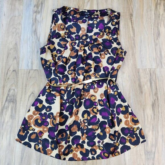 🔺️Apt 9 Metallic Gold, Black, & Fuchsia Print Sleeveless Top Medium - Picture 2 of 12